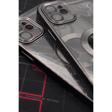 NOVKA Phone Accessories  iPhone 11 Uyumlu Siyah Renkli Kenarlı Lazerli Şeffaf Kılıf Lens Korumalı