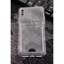 NOVKA Phone Accessories  iPhone x Uyumlu Kredi Kartlıklı Şeffaf Kılıf Kamera Korumalı