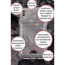 NOVKA Phone Accessories  iPhone x Uyumlu Kredi Kartlıklı Şeffaf Kılıf Kamera Korumalı