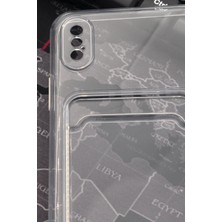 NOVKA Phone Accessories  iPhone x Uyumlu Kredi Kartlıklı Şeffaf Kılıf Kamera Korumalı