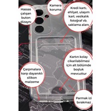 NOVKA Phone Accessories  Samsung A54 Uyumlu Kredi Kartlıklı Şeffaf Kılıf Kamera Korumalı