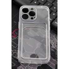 NOVKA Phone Accessories  iPhone 14 Pro Max Uyumlu Kredi Kartlıklı Şeffaf Kılıf Kamera Korumalı