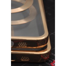 NOVKA Phone Accessories  iPhone 13 Pro Uyumlu Magsafe Özellikli Altın Sarı Gold Renkli Kenarlı Lazerli Şeffaf Kılıf Lens Korumalı