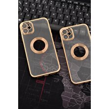 Novka iPhone 11 Uyumlu Altın Sarı Gold Renkli Kenarlı Lazerli Şeffaf Kılıf Lens Korumalı