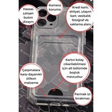 NOVKA Phone Accessories  iPhone 11 Pro Max Uyumlu Kredi Kartlıklı Şeffaf Kılıf Kamera Korumalı