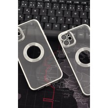 NOVKA Phone Accessories  iPhone 11 Uyumlu Gümüş Gri Silver Renkli Kenarlı Lazerli Şeffaf Kılıf Lens Korumalı