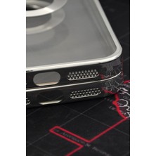 NOVKA Phone Accessories  iPhone 11 Uyumlu Gümüş Gri Silver Renkli Kenarlı Lazerli Şeffaf Kılıf Lens Korumalı