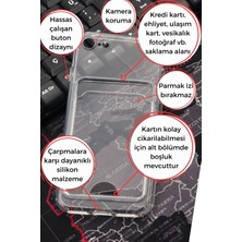 NOVKA Phone Accessories  iPhone 7 / 8 Uyumlu Kredi Kartlıklı Şeffaf Kılıf Kamera Korumalı