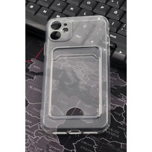 NOVKA Phone Accessories  iPhone 11 Uyumlu Kredi Kartlıklı Şeffaf Kılıf Kamera Korumalı