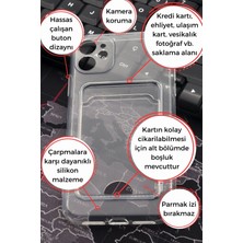 NOVKA Phone Accessories  iPhone 11 Uyumlu Kredi Kartlıklı Şeffaf Kılıf Kamera Korumalı