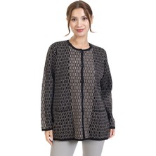 Mutlu City Yeni Sezon Kadın Triko Örgü Sıkı Dokuma Düğmeli Zincir Desenli Anne Kışlık Hırka 8086