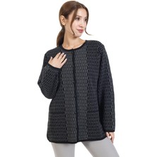 Mutlu City Yeni Sezon Kadın Triko Örgü Sıkı Dokuma Düğmeli Zincir Desenli Anne Kışlık Hırka 8086