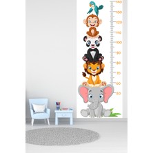 Echo Home Sevimli Safari Hayvanları Boy Ölçüm Cetveli Boy Ölçer Sticker Beyaz