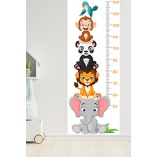 Echo Home Sevimli Safari Hayvanları Boy Ölçüm Cetveli Boy Ölçer Sticker Beyaz