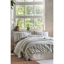 İyi Geceler İstanbul Wendy Haki Çift Kişilik %100 Pamuk Nevresim Takımı ve Doğal Yatak Örtüsü Seti