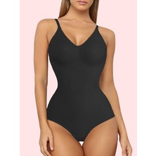 Rocco Shop Roccoshop Ip Askılı Sıkılaştırıcı Çıtçıtlı Kadın Zıbın Korse Siyah