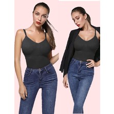 Rocco Shop Roccoshop Ip Askılı Sıkılaştırıcı Çıtçıtlı Kadın Zıbın Korse Siyah
