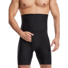 Rocco Shop Dikişsiz Yüksek Bel Göbek Toparlayıcı Sıkılaştırıcı Göbek Düzleştirici Erkek Boxer Korse Siyah