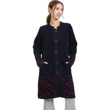 Mutlu City Yeni Sezon 2023/2024 Orta Yaş Kadın Düğmeli Lurex Angel Desen Triko Örgü Uzun Anne Hırka 8165