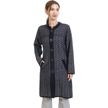 Mutlu City Yeni Sezon 2023/2024 Orta Yaş Kadın Düğmeli Lurex Angel Desen Triko Örgü Uzun Anne Hırka 8166