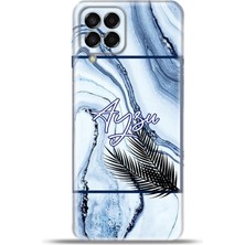 Cupcase  Samsung Galaxy M33 Kılıf Silikon Esnek Kamera Koruma Kişiye Özel Isim - Light Mermer
