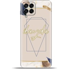 Cupcase  Samsung Galaxy M33 Kılıf Silikon Esnek Kamera Koruma Kişiye Özel Isim - Bej Modern