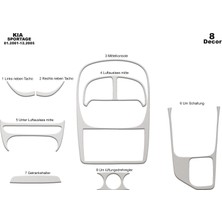 Marscockpitdesign Kia Sportage Ön Torpido Kaplama Alüminyum 8 Parça 2001-2005
