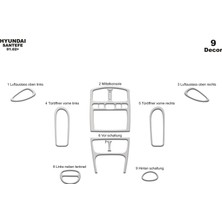 Marscockpitdesign Hyundai Santa Fe Ön Torpido Kaplama Alüminyum 9 Parça 2002-2006