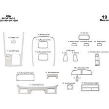 Marscockpitdesign Kia Sportage Ön Torpido Kaplama Alüminyum 19 Parça 1994-1999