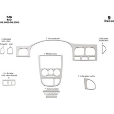 Marscockpitdesign Kia Rio Ön Torpido Kaplama Alüminyum 9 Parça 2000-2002