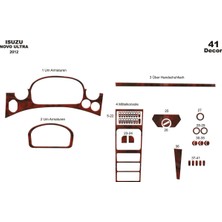 Marscockpitdesign Isuzu Novo Lüx Ön Torpido Kaplama Maun 41 Parça 2012-›