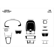 Marscockpitdesign Nissan Almera Sd Ön Torpido Kaplama Parlak Siyah 16 Parça 2000-2003
