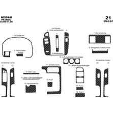 Marscockpitdesign Nissan Patrol Ön Torpido Kaplama Karbon 21 Parça 1998-2000