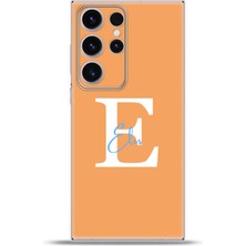 Cupcase Samsung Galaxy S23 Ultra Kılıf Silikon Esnek Kamera Koruma Kişiye Özel Isim Harf Zao Turuncu - E
