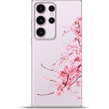 Cupcase Samsung Galaxy S23 Ultra Kılıf Esnek Silikon Kamera Koruma 4K Desenli Özel Tasarım - Sakura