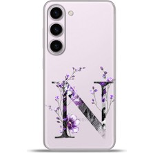 Cupcase Samsung Galaxy S23 Kılıf Esnek Silikon Kamera Koruma Kişiye Özel Harfler Flora - N Harfi