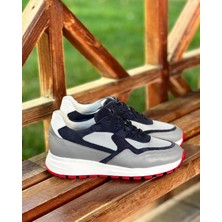 Itallano 0025 Deri Gri Garnili Erkek Sneaker Ayakkabı
