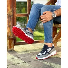 Itallano 0025 Deri Gri Garnili Erkek Sneaker Ayakkabı