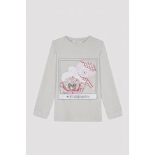 Kız Çocuk Ekoseli Gri Uzun Kollu Pijama Set