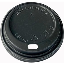 Omeyva Sıcak Karton Kağıt Çay Kahve Bardak Kapağı - Emzikli Kapak - 12 Oz - Siyah - 100 Adetlik Paket