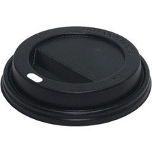 Omeyva Sıcak Karton Kağıt Çay Kahve Bardak Kapağı - Emzikli Kapak - 12 Oz - Siyah - 100 Adetlik Paket