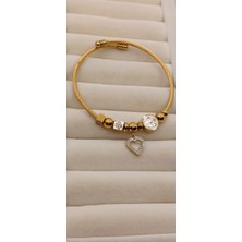 Zülisch Çelik Bileklik Kalpli Charm Gold