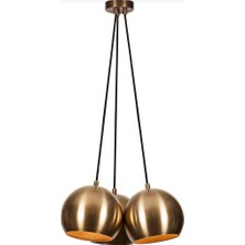 Rsylight Metal Modern Rustik Retro Eskitme Kaplama Yuvarlak 3 Lü Opal Camlı Sarkıt Avize
