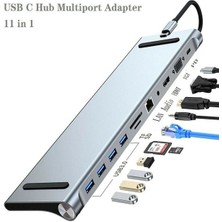 Filli Kutum 11 In 1 Çoklayıcı USB Type C Hub 3.0  Adaptör 4K HDMI Uyumlu RJ45 Sd/tf VGA HDMI Pd MacBook