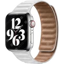 AktarMobile Apple Watch 9 45 mm Uyumlu Manyetik Baklalı Model Kayış Mıknatıslı Suni Deri Kordon