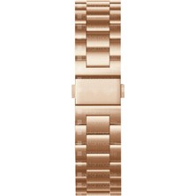 AktarMobile Apple Watch 9 41 mm Uyumlu Metal Kordon Paslanmaz Çelik Baklalı Model Kayış