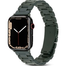 AktarMobile Apple Watch 9 41 mm Uyumlu Metal Kordon Paslanmaz Çelik Baklalı Model Kayış