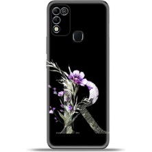 Cupcase Infinix Hot 11 Play Kılıf Esnek Silikon Kamera Koruma Kişiye Özel Harfler Flora - R Harfi