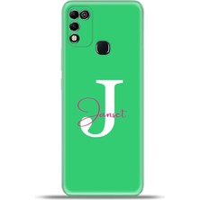 Cupcase Infinix Hot 11 Play Kılıf Silikon Esnek Kamera Koruma Kişiye Özel Isim Harf Zao Yeşil - J