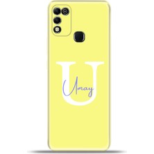 Cupcase Infinix Hot 11 Play Kılıf Silikon Esnek Kamera Koruma Kişiye Özel Isim Harf Zao Sarı - U
